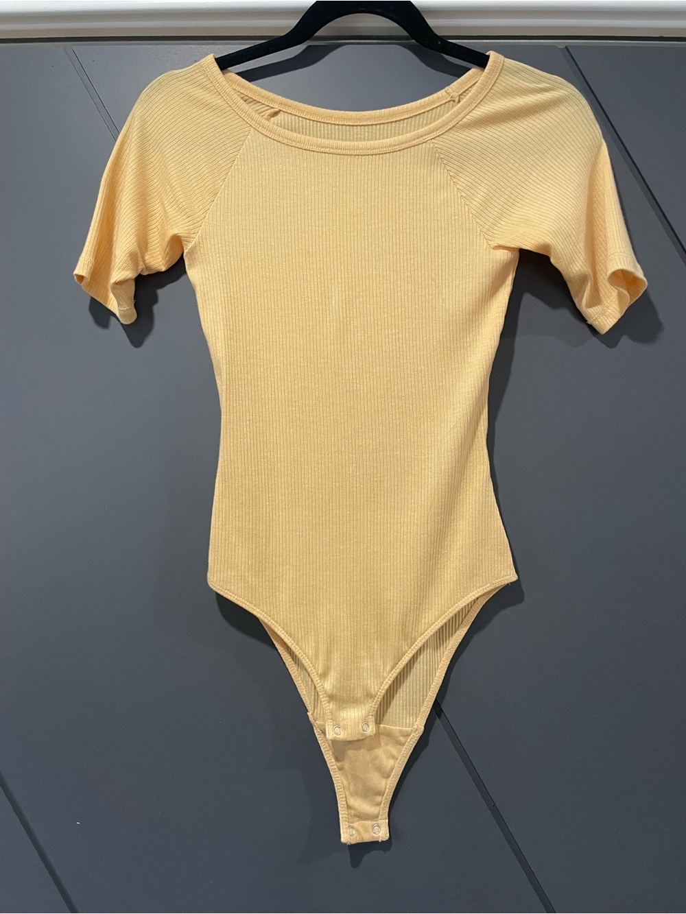Everlane Yellow Ribbed Short-Sleeve Bodysuit